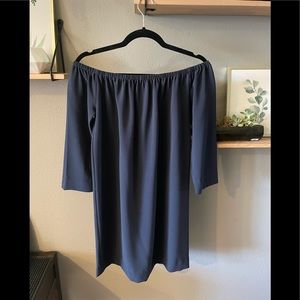 Off Shoulder Navy Dress